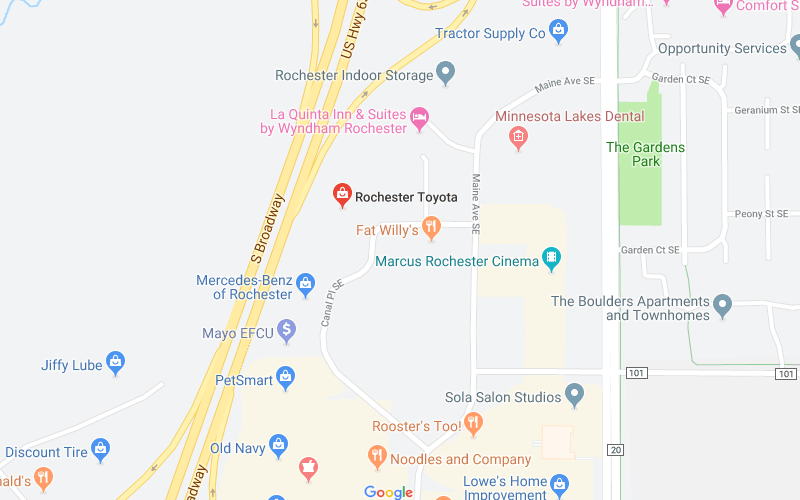 Map of area around Rochester Toyota in Rochester MN